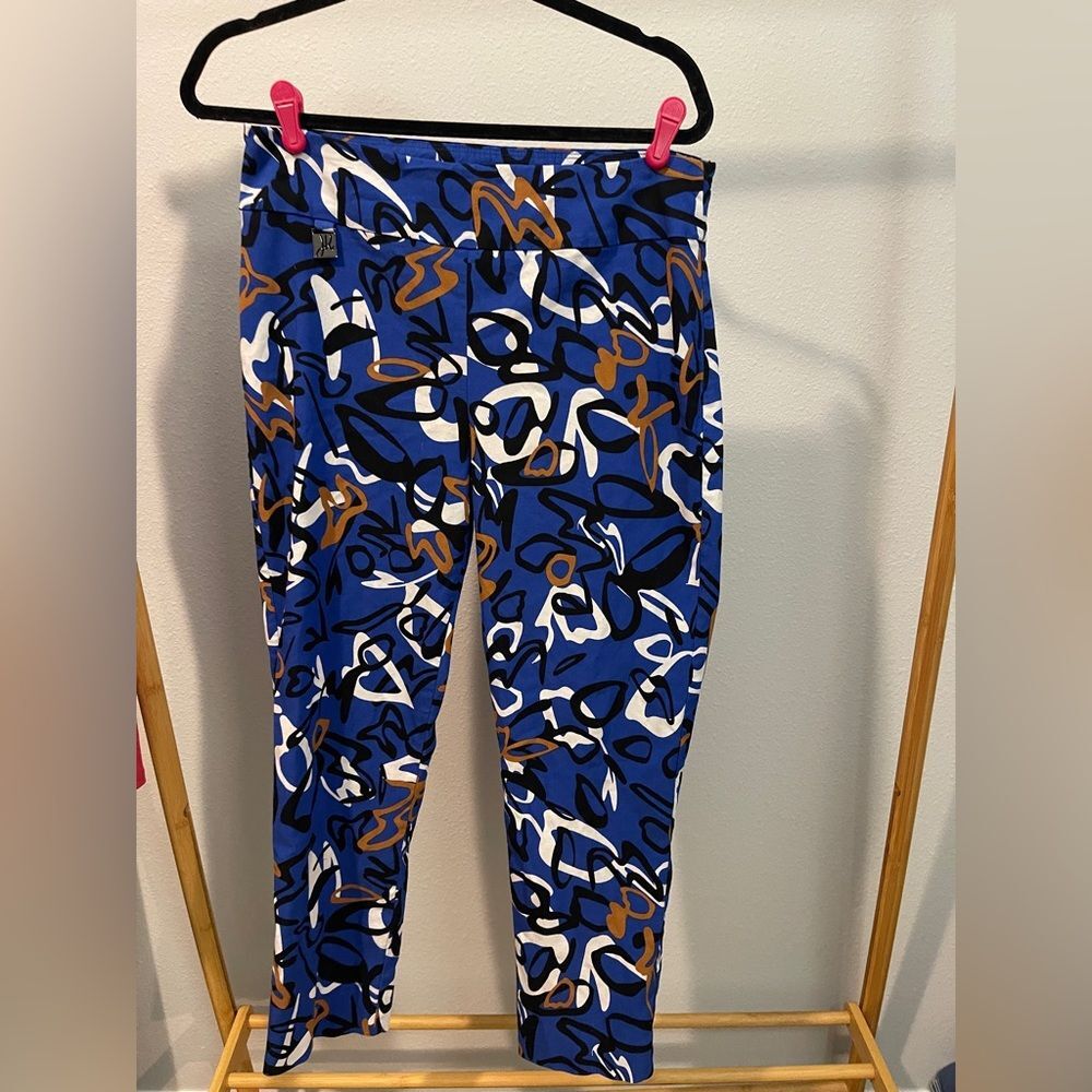 Joseph Ribkoff Abstract Blue and Brown pants
